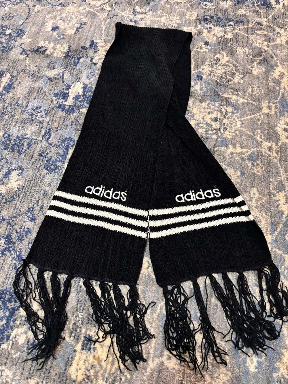 Adidas Knit Scarf One Size Black White Stripes